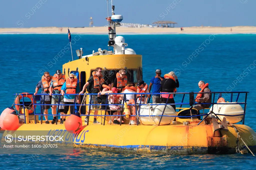 Western Africa,Republic of Cape Verde, Sal island. Santa Maria. Yellow submarine.