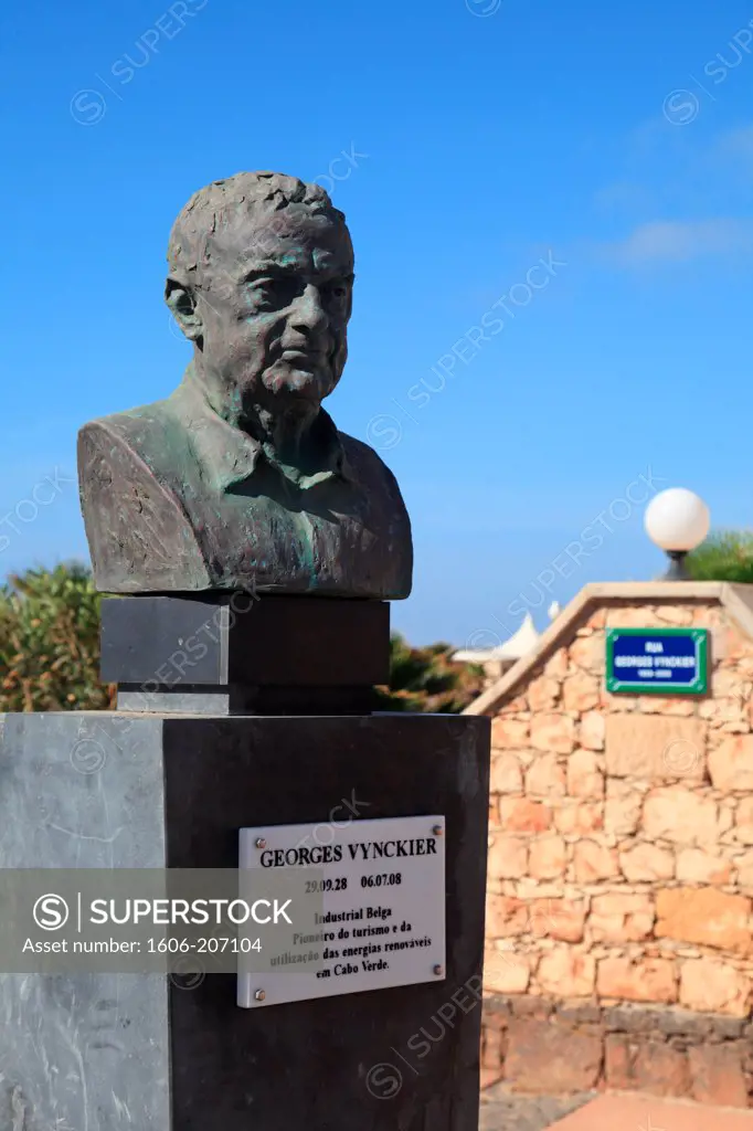 Western Africa,Republic of Cape Verde, Sal island. Santa Maria. George Vynckier statue.