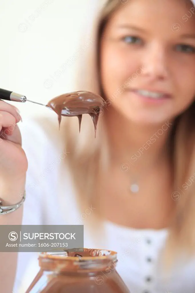 France, teenager with chocolate.