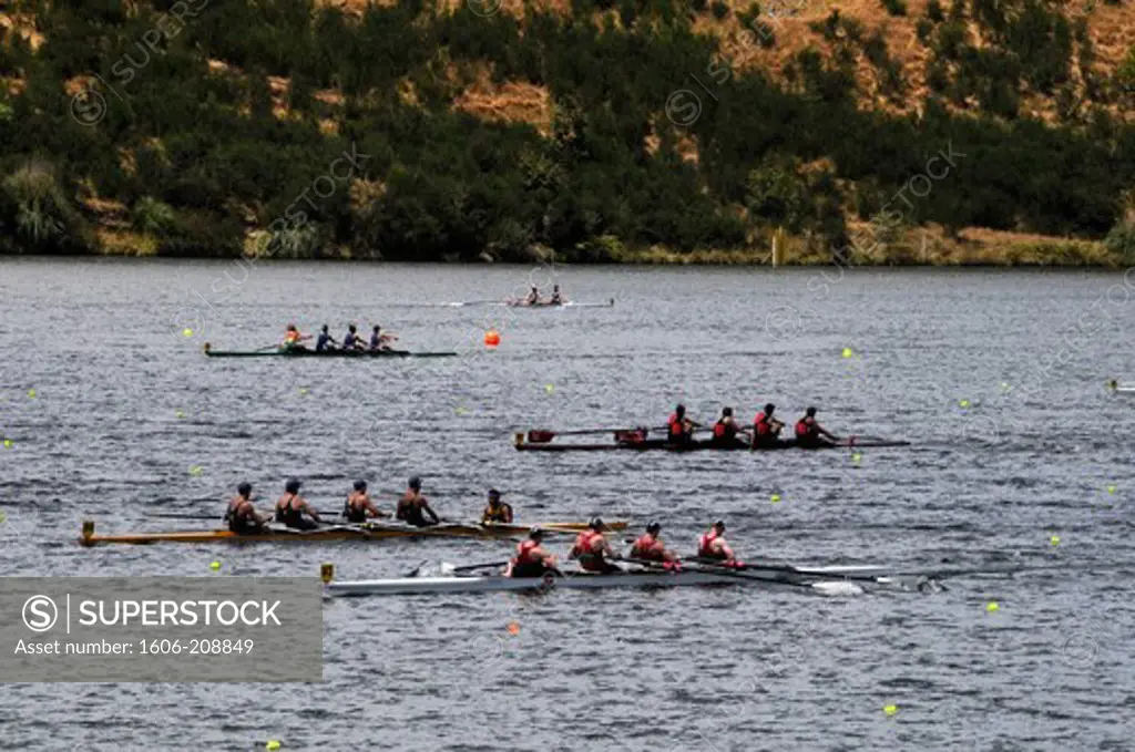 NEW ZEALAND North Island rowing competition on the KARAPIRO lake nearby HAMILTON