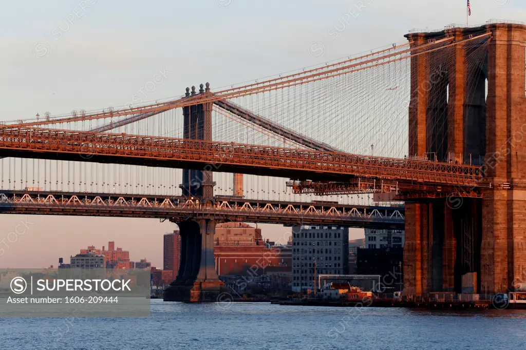 Brooklyn bridge and Manhattan bridge. Brooklyn. New York. USA.
