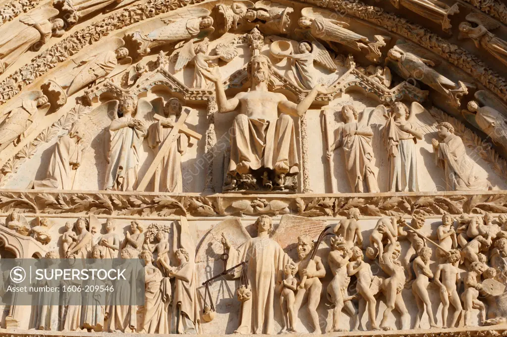 The last judgment. Western portal. Bourges cathedral. Bourges. France.