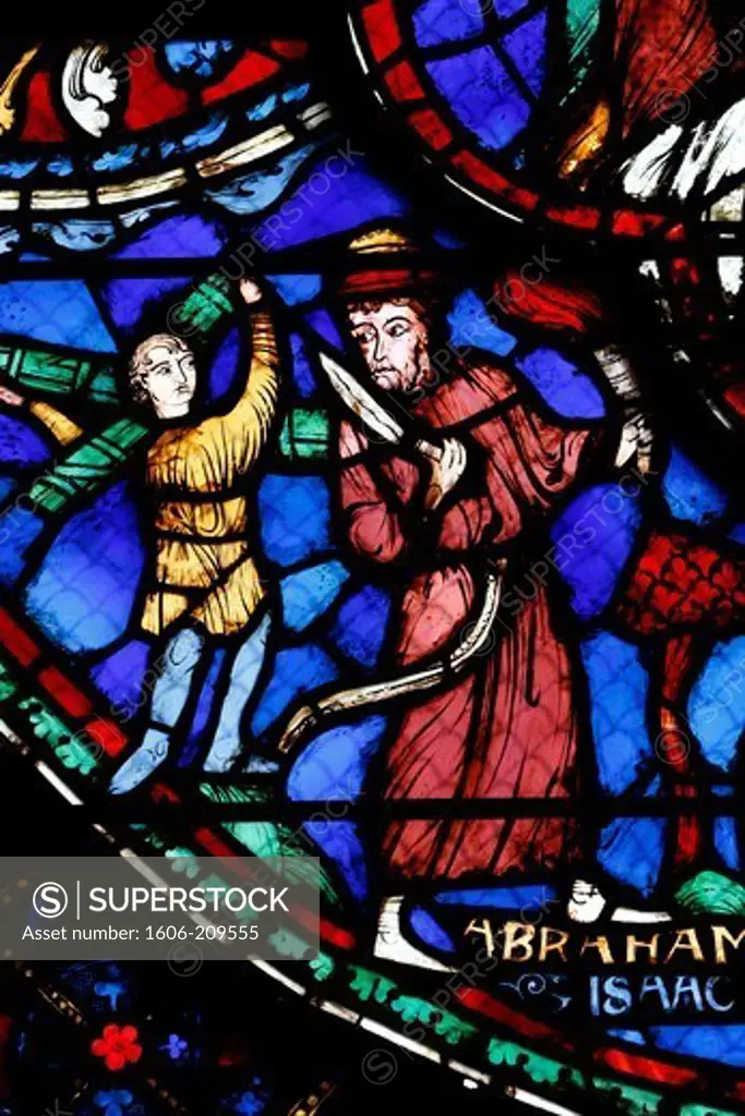 Abraham. Stained-glass window. Bourges cathedral. 13th century. Bourges. France.