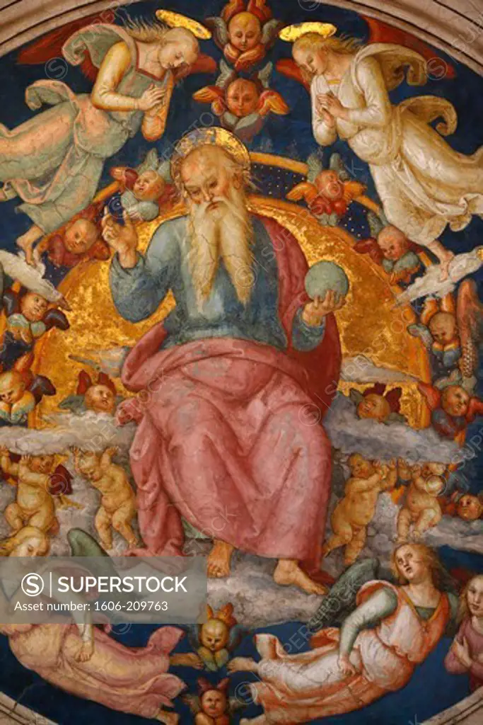 God the creator. Detail of the celling. Room of the Fire in the Borgo. Vatican Museum. Rome. Italy.