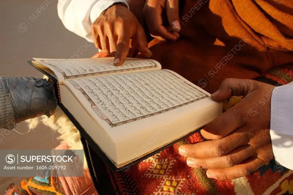 Tunisian beduin reading the Coran Tunisia.