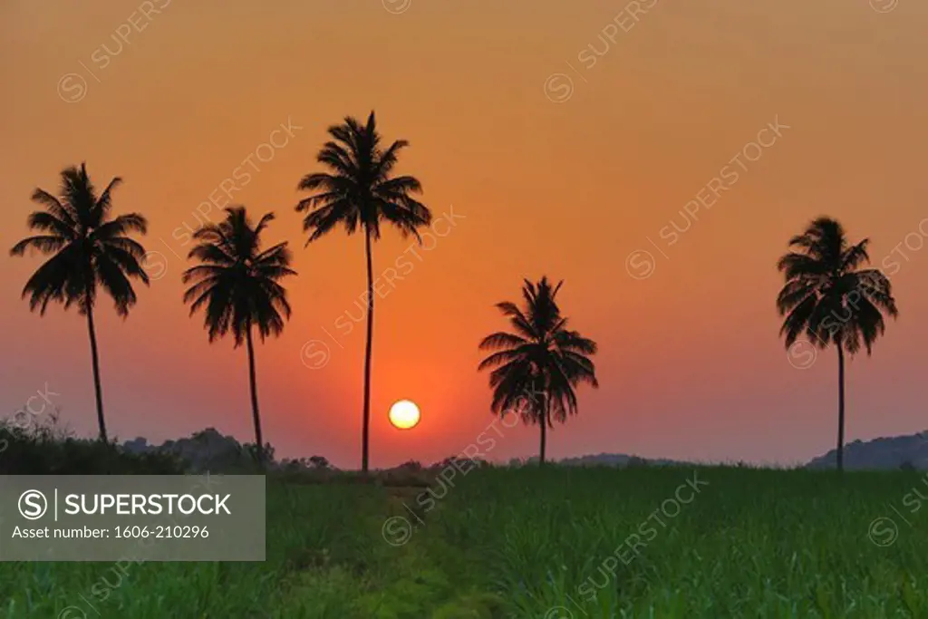 India, Karnataka State, Hampi City, sunset