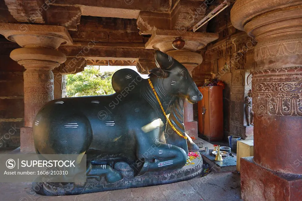India, Karnataka State, Pattadakal City, (W.H.),Nandi, Virupaksha Temple