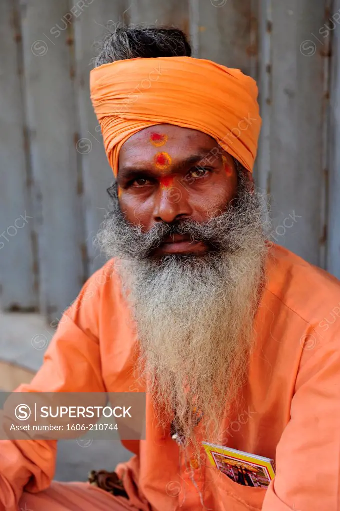 Portrait of a sadhu (holy man) in Tamil Nadu,Southeast India,Asia
