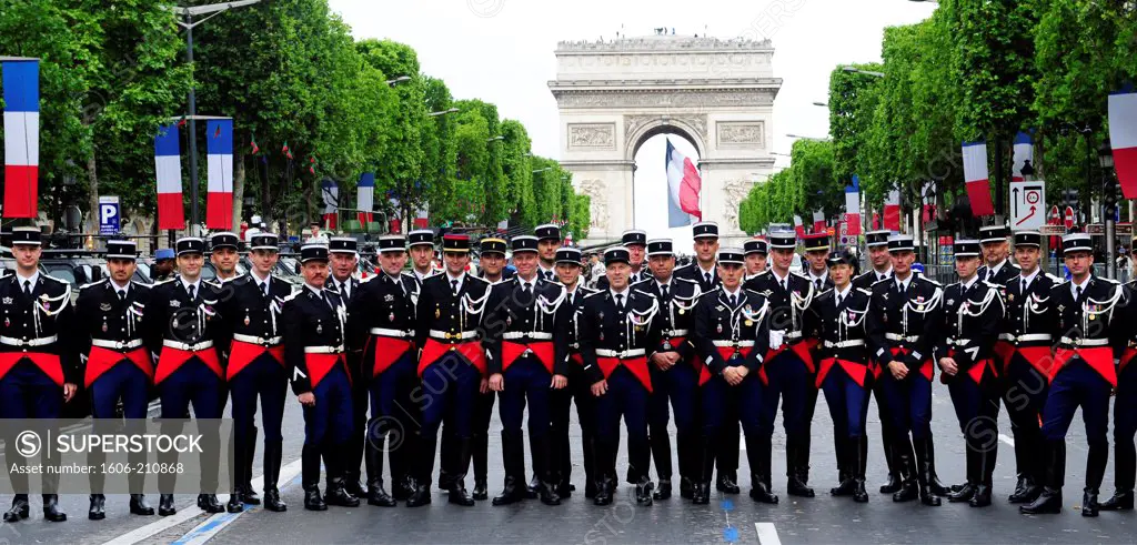 Preparating for the National Day parade on 14 th july at Champs Elysees in Paris,France,Europe