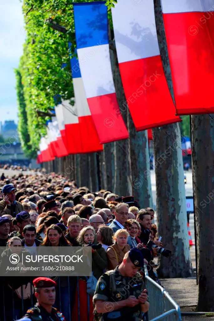 People show the Bastille day military  for the national day in Champs Elysées,Paris,France,Europe