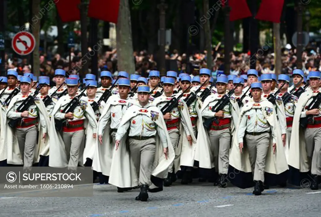 the 1st Spahis guard on the Bastille day Military parade for the national day in Champs Elysées,Paris,France,Europe
