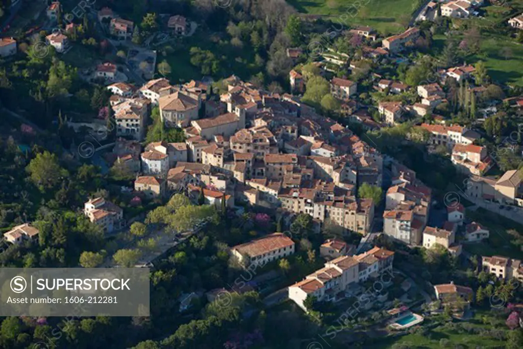 France, Var (83), labeled Village SEILLANS The Most Beautiful Villages of France (aerial photo),