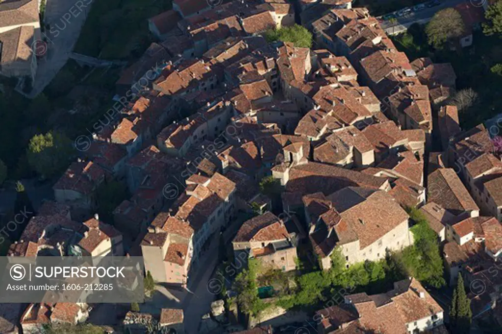 France, Var (83), labeled Village SEILLANS The Most Beautiful Villages of France (aerial photo),