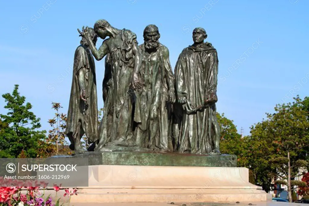 France, Town hall of Calais. Statues by Auguste Rodin.