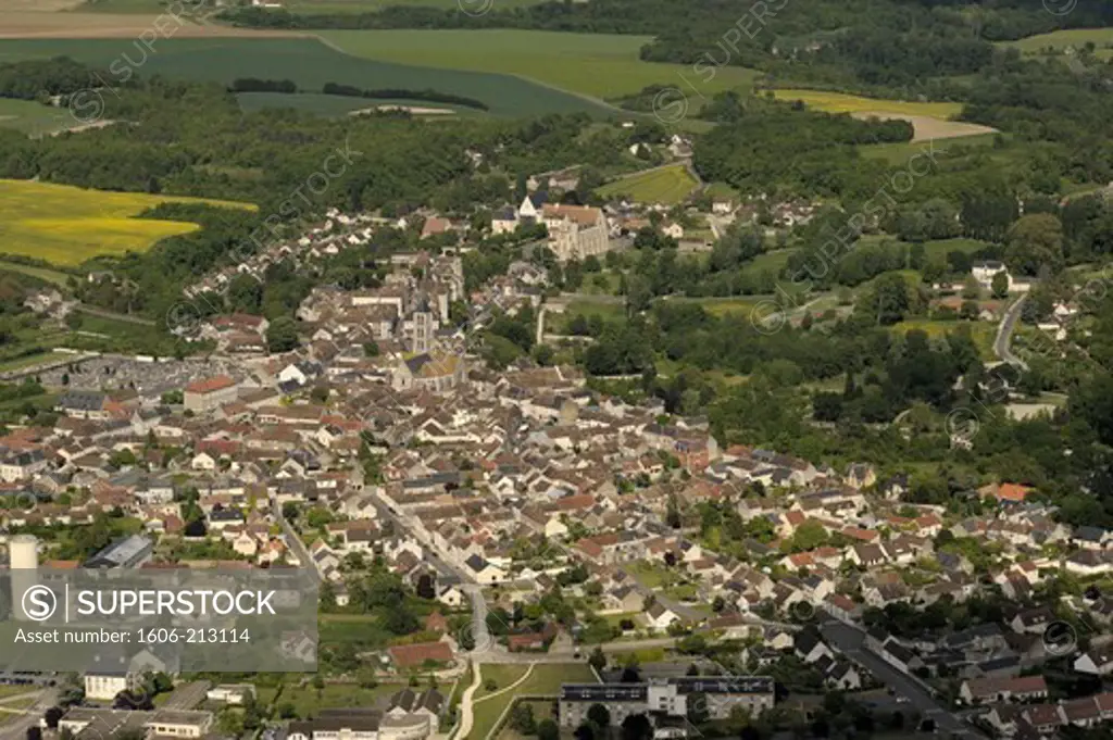 France, Chateau-Landon, aerial view of the village.