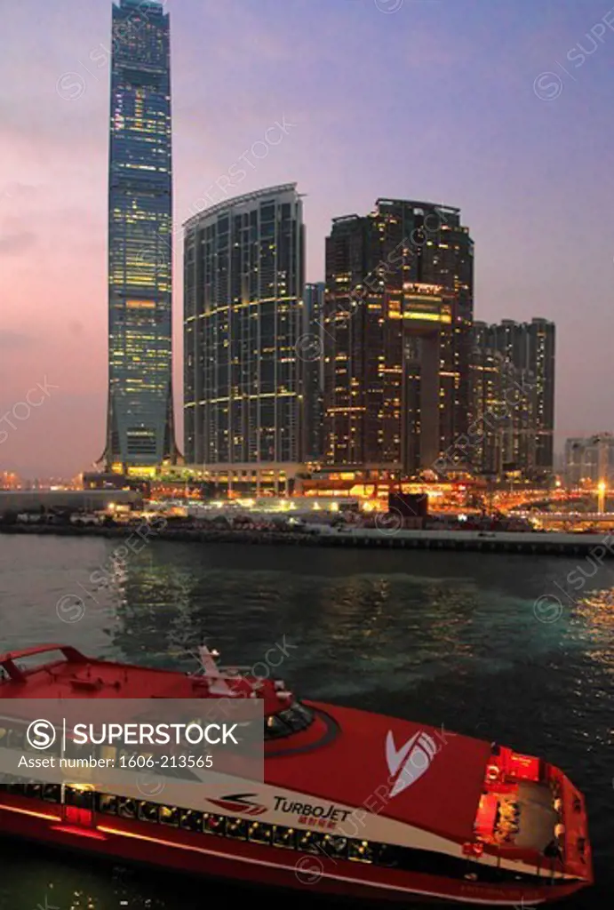 Asia,China, Hong Kong, West Kowloon, International Commerce Centre Tower, ferry,