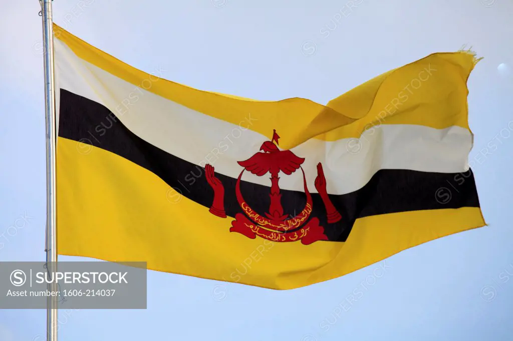 Asia,Brunei, Bandar Seri Begawan, national flag,