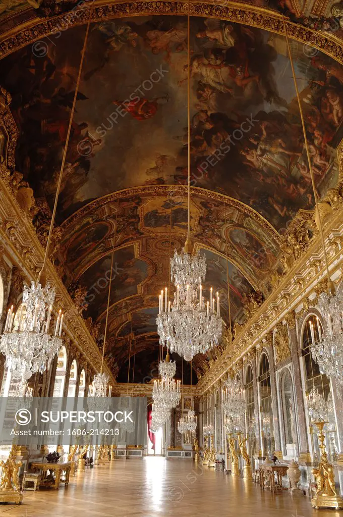 France, Versailles, Palace of Versailles, Hall of mirrors, the ceiling.