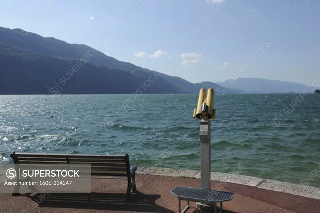 France, Savoie,Aix les Bains, view on the lake Bouget from the ""grand port""