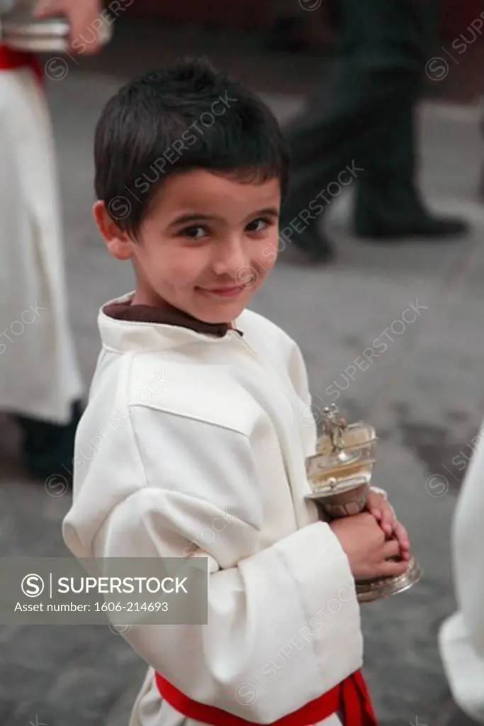 Malta, Valletta,  religious procession, young boy