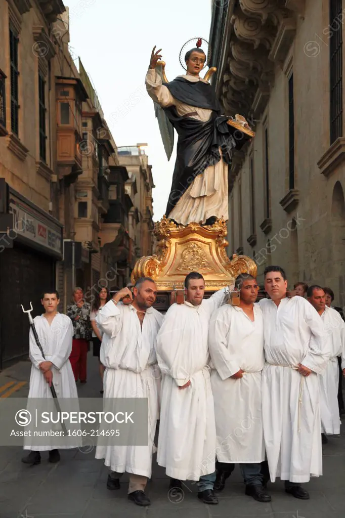 Malta, Valletta,  religious procession, people