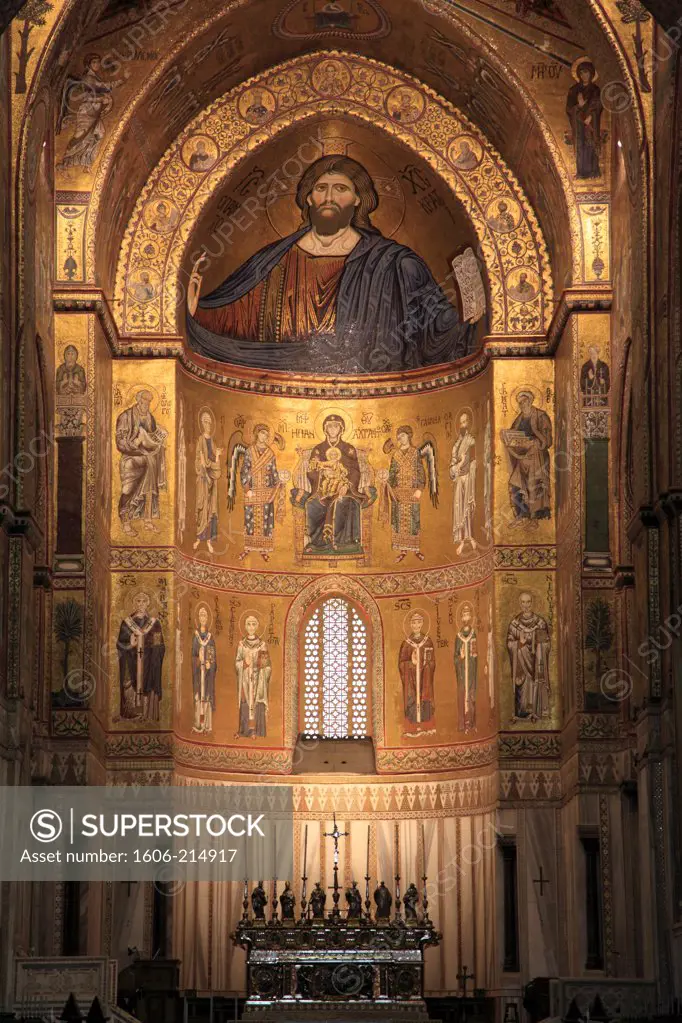 Italy, Sicily, Monreale, Duomo, Cathedral, interior, mosaics