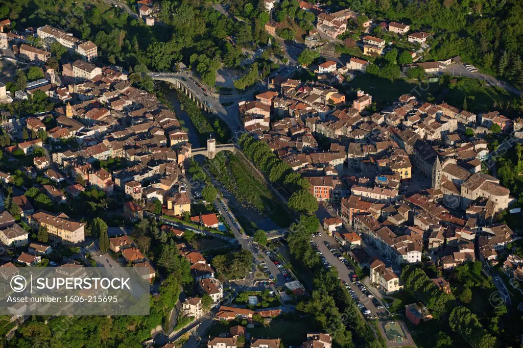 France, Alpes-Maritimes, Sospel, a village on the edge of the Mercantour National Park, aerial view