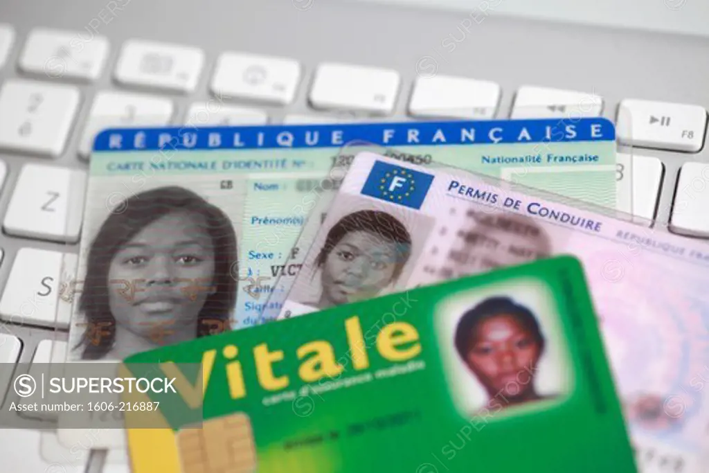 France, ID card, driving license and health card.