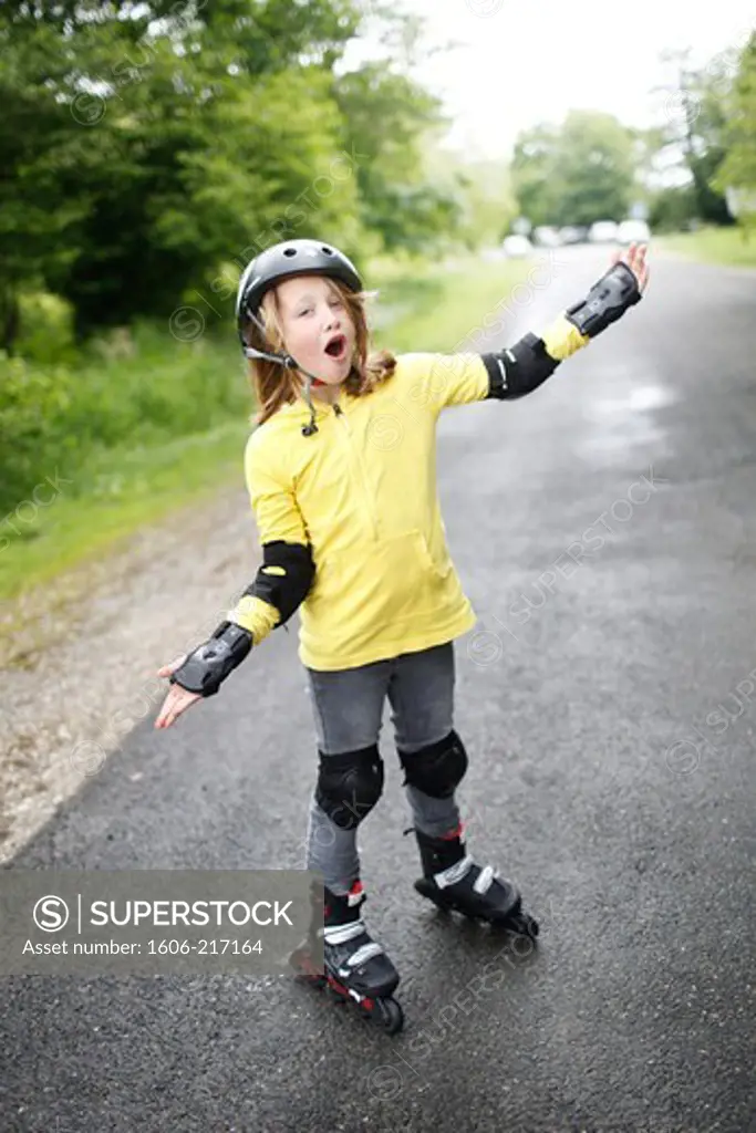 A girl on rollerblades