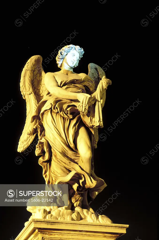 Italy, Latium, Rome, angel statue of Bernini on San Angelos bridge