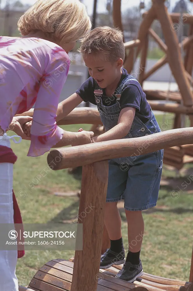 Mother and son at playground