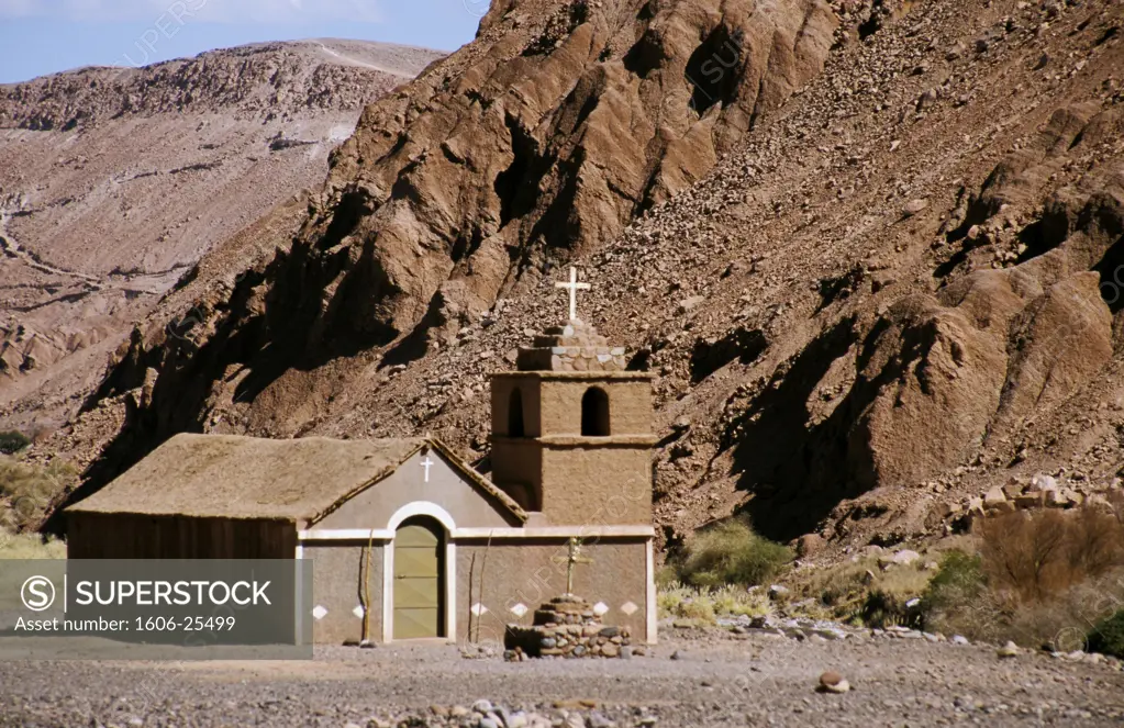 Chile, Atacama desert, rio San Pedro valley, church