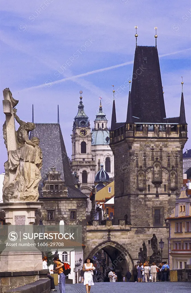 Prague, Charles Bridge and Old Town's tower