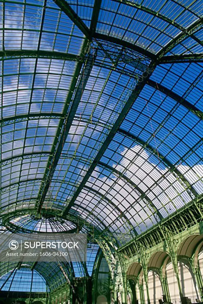 France, Paris, 8th arr., glass roof of the Grand Palais