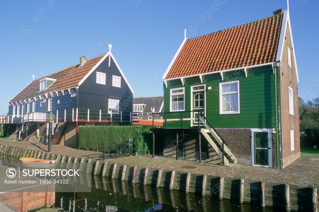 The Netherlands, Marken, typical houses by the water