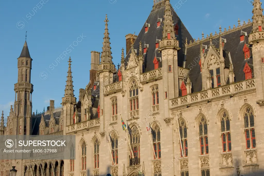 IN*Belgique, Bruges, place du Bourg (Burg), façade de l'hôtel de ville