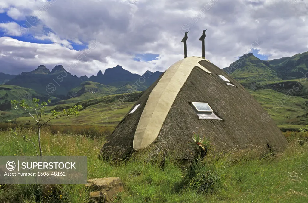 South Africa, Drakensberg, Didima Camp, Cathedral Peak in background
