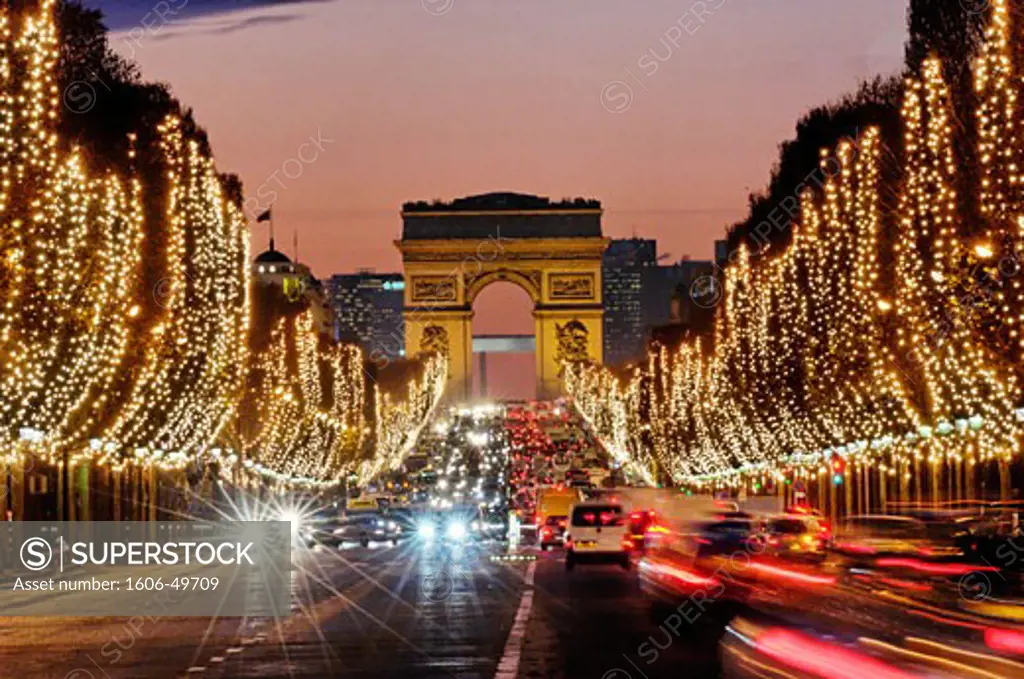 France, Paris, Champs Elysées at Christmas
