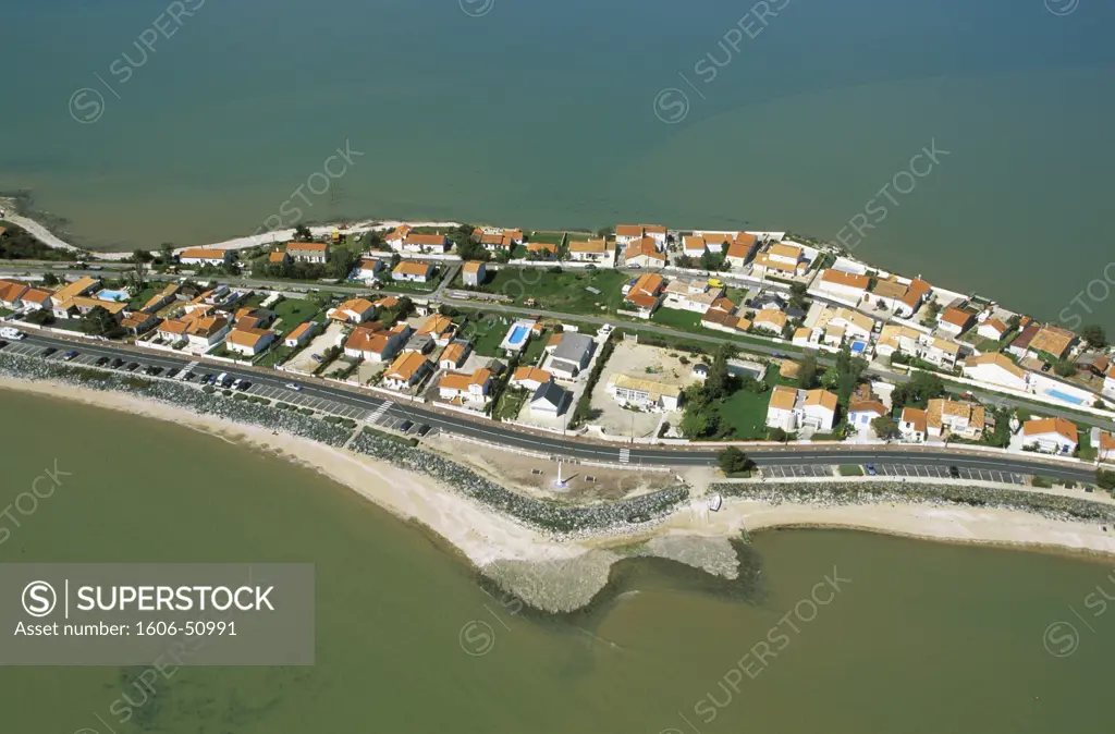France, Poitou-Charentes, Charente Maritime, near La Rochelle, Pointe de la Fumée, aerial view