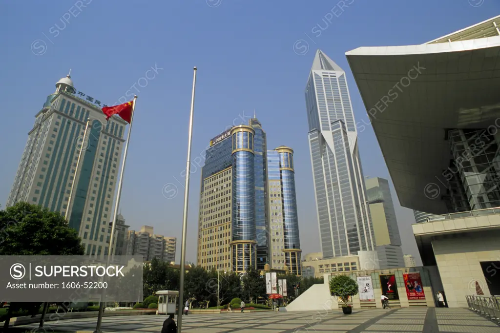 China, Shanghai, Renmin Square, highrise buildings