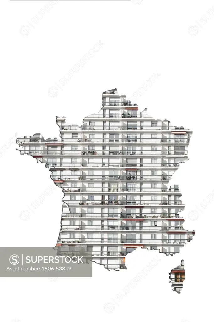 Building façade on map of France