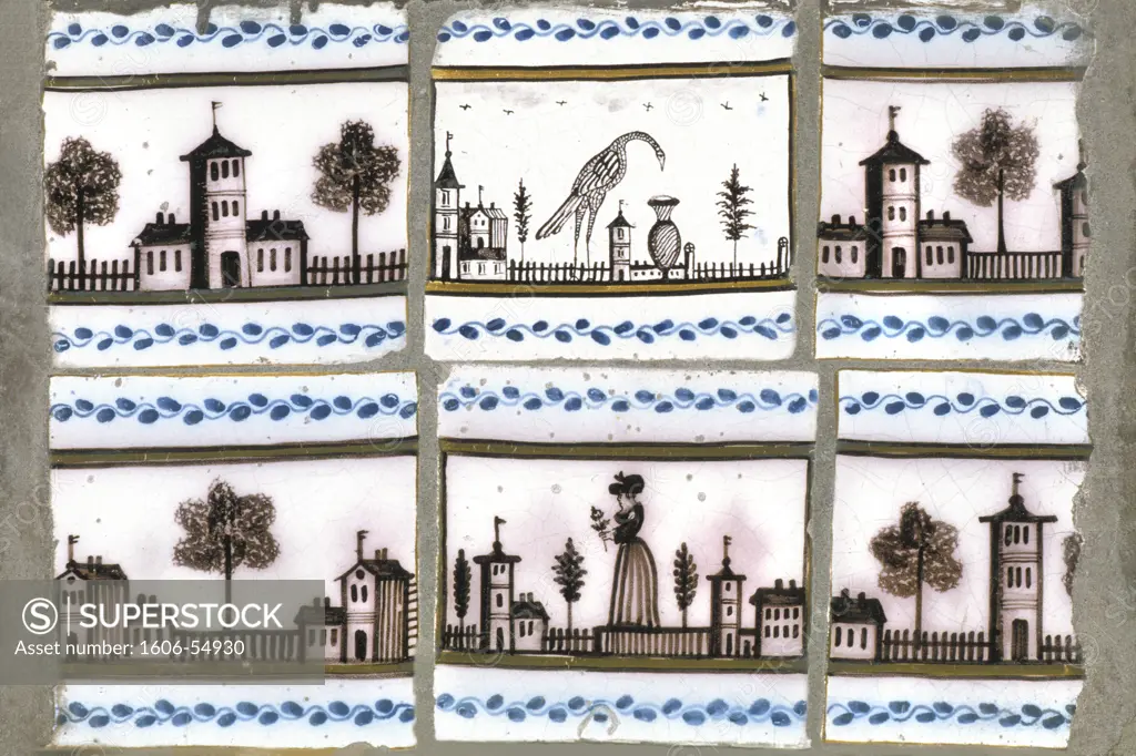 France, Picardie, Somme, Abbeville, museum, tile