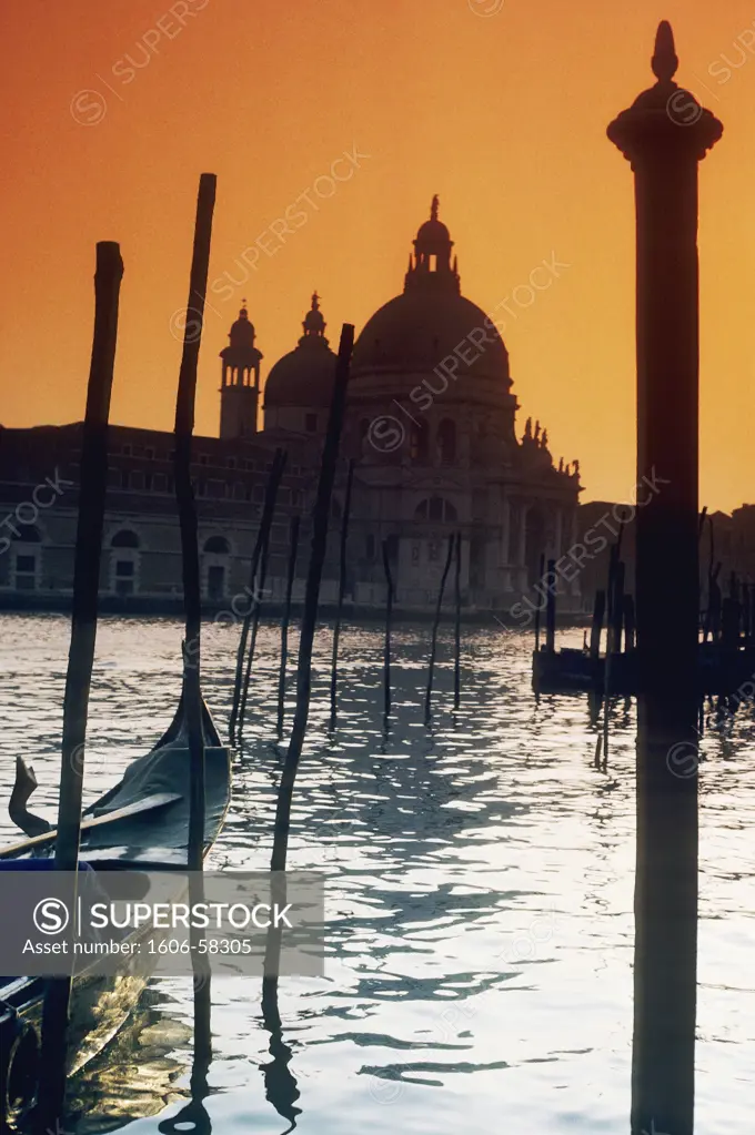 Italy, Venice, Salute church, sunset