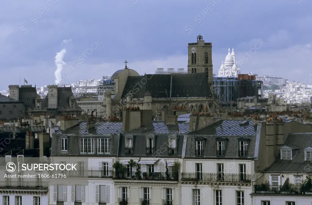 France, Paris, 4th arr., Saint Louis Island, St Gervais and Sacre Coeur basilica