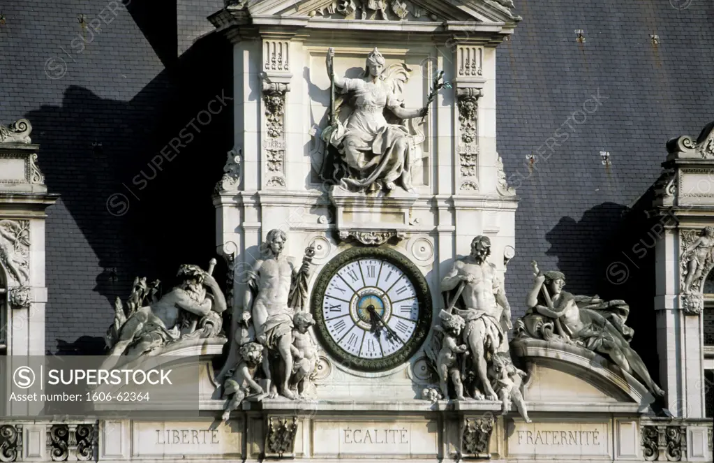 France, Paris, city hall clock
