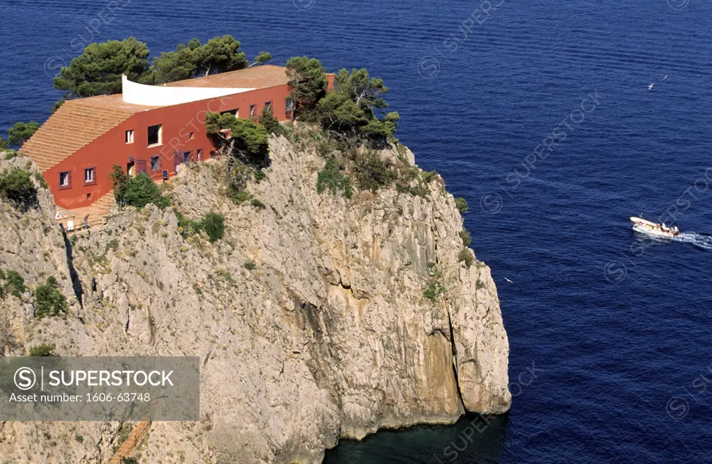 Italy, Campania, Amalfitan coast, Capri island, Malaparte villa on the rock