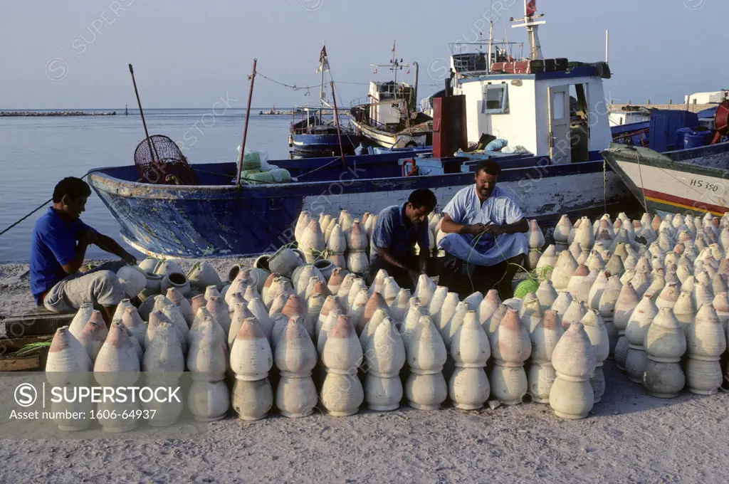 Tunisia, Djerba island, Houmt-Souk, potteries for octopuses fishing