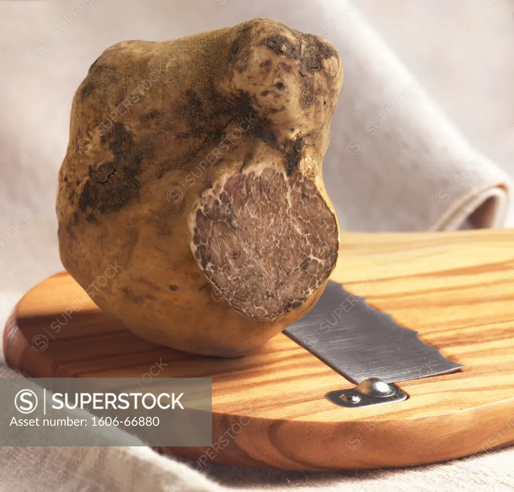 White truffle on mandolin slicer