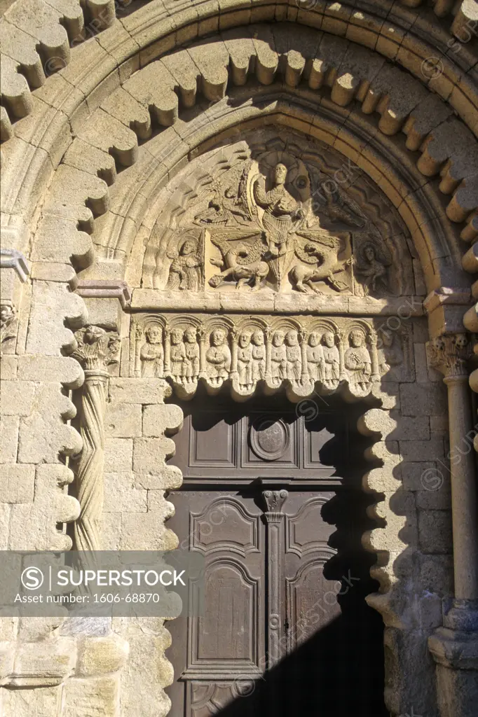 France, Provence Alpes Cote d'Azur, Alpes de Haute Provence, Ganagobie monastery (Forcalquier area), church door
