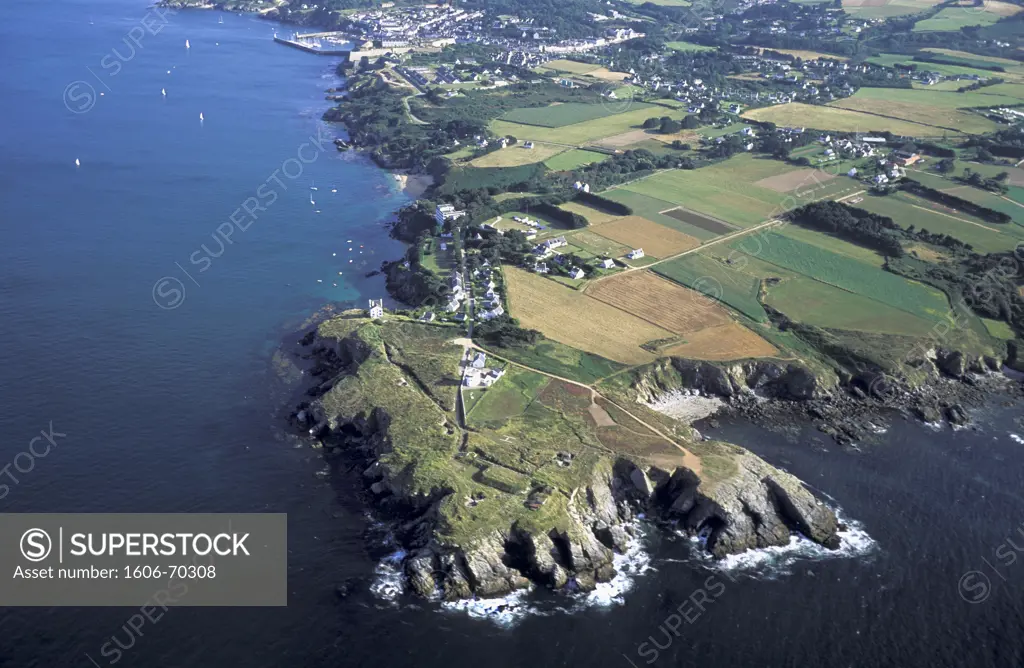 France, Brittany, Morbiha, Belle Ile, aerial view on Taillefer cape
